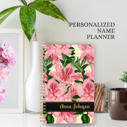 Elegante Rode Bloemen Achtergrond Aangepaste naam Planner