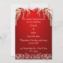 Elegante Rode Bloemen Art Deco Design bruiloft Kaart