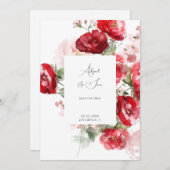 Elegante rode bloemenbruiloft bewaar de datum save the date (Voorkant / Achterkant)