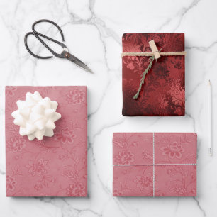 Elegante rode bloemenbruiloft inpakpapier vel