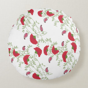 Elegante rode bloemrijke borduurmotief worp kussen