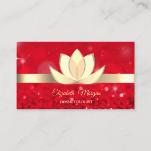 Elegante Rode Bokeh Gouden Lotus Bloem Yoga Reiki Visitekaartje