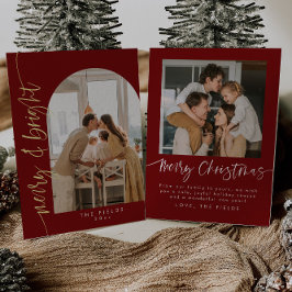 Elegante rode boog foto familie kerst folie feestdagenkaart