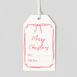 Elegante rode boog  minimalistische kerst cadeaulabel