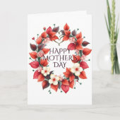 Elegante rode botanische bloemen Moederdag Kaart (Voorkant)
