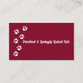 Elegante rode cattery Visitekaartje op maat foto (Achterkant)