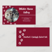 Elegante rode cattery Visitekaartje op maat foto (Voorkant / Achterkant)