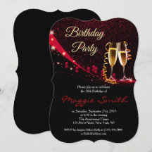Elegante rode champagne verjaardagsfeestje uitnodi