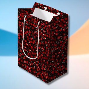 Elegante rode confetti op zwarte glitterstijl medium cadeauzakje