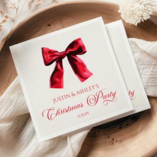 Elegante rode Coquette Bow Christmas Party Servet