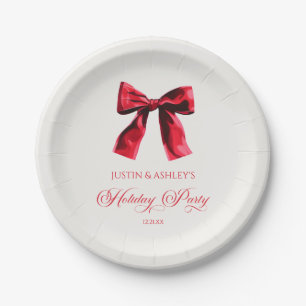 Elegante rode Coquette Bow Holiday Party Papieren Bordje