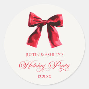 Elegante rode Coquette Bow Holiday Party Ronde Sticker