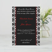 elegante rode damask bruiloft uitnodiging (Staand voorkant)