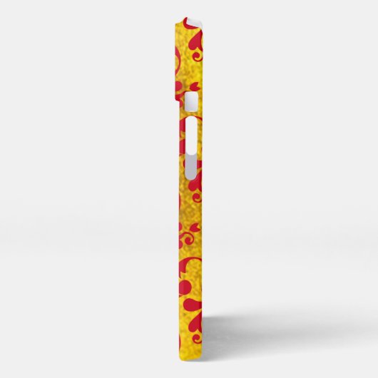 Elegante rode damast en gouden textuur iPhone Case iPhone Hoesje (Linkerkant)