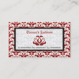 Elegante rode damast mode visitekaartjes