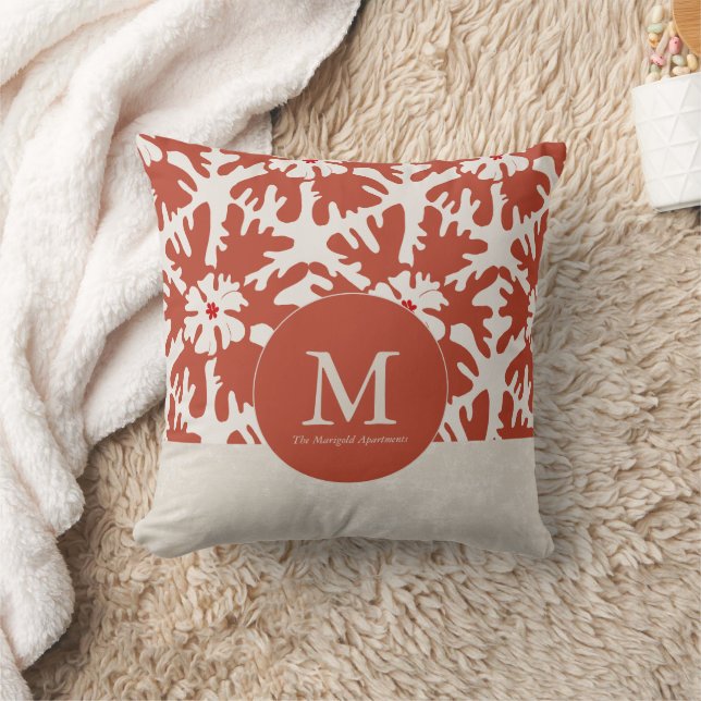 Elegante rode en beige monogram kerstster kussen (Deken)