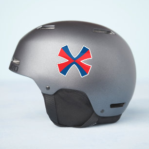 Elegante rode en blauwe lijn Letter X monogram Sticker