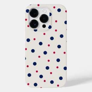 Elegante rode en blauwe polka stippen Case-Mate iPhone 14 pro hoesje
