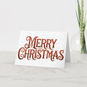 Elegante Rode en Gouden Glitter Prettig Kerstfeest Kaart