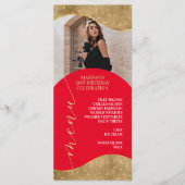 Elegante rode en gouden menukaart met foto (Voorkant)