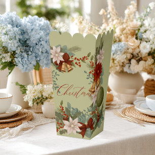 Elegante rode en groene bloemenkerst bedankdoosjes