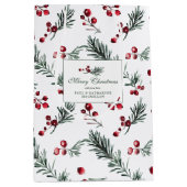 Elegante Rode en Groene Botanische Kerst Custom Medium Cadeauzakje (Voorkant)