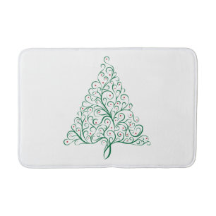 Elegante rode en groene kalligrafie kerstboom badmat
