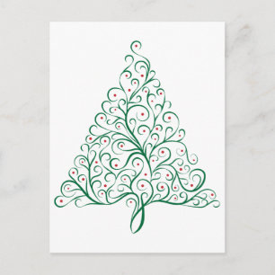 Elegante rode en groene kalligrafie kerstboom briefkaart