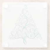 Elegante rode en groene kalligrafie kerstboom glazen onderzetter (Achterkant)