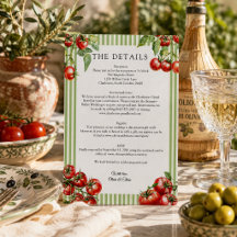 Elegante rode en groene Pomodori Details Bruiloft
