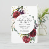 Elegante rode en paarse bloemrijke Moederdag Brunc Kaart (Staand voorkant)