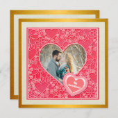 Elegante rode en roze bloemharten Valentijnsdag (Voorkant / Achterkant)