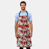 Elegante, rode en roze bogen en rozen monogram schort (Gedragen)