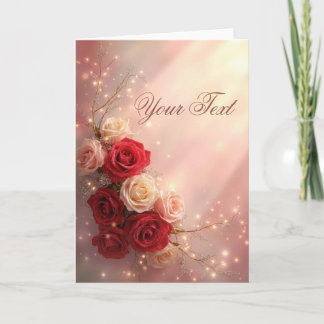 Elegante Rode en Roze Fantasie Trouwrozen Kaart