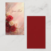 Elegante Rode en Roze Fantasie Trouwrozen Visitekaartje (Voorkant / Achterkant)