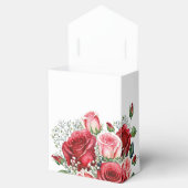 Elegante rode en roze rozen bruiloft bedankdoosjes (Geopend)