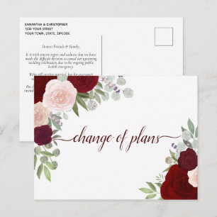 Elegante rode en roze rozen Wijziging van huwelijk Aankondigingskaart
