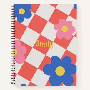 Elegante rode en witte leuke bloemen gepersonalise notitieboek