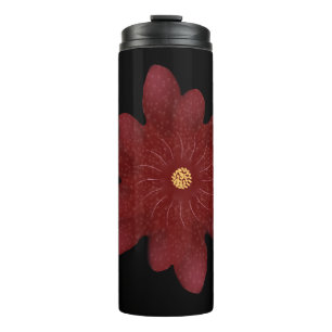 Elegante Rode Fluwelen Bloem op Zwart Donkere Bl Thermosbeker