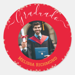 Elegante rode foto Spaans afgestudeerd Ronde Sticker