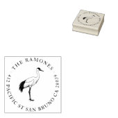 Elegante rode gekroonde kraanfamilie retouradres 	rubberstempel (Gestempeld)