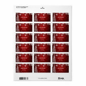 Elegante rode glinsterende sterren kerstboom etiket (Full Sheet)