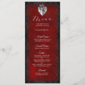 Elegante rode gotische trouwmenu menu (Voorkant)