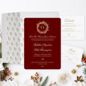 Elegante rode gouden bruiloft folie uitnodiging