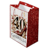 Elegante rode & gouden glitter hoge hak 40e verjaa medium cadeauzakje (Voorkant Gekanteld)