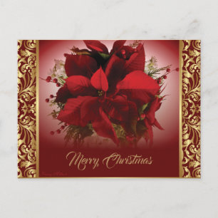 Elegante rode & gouden poinsettia briefkaart