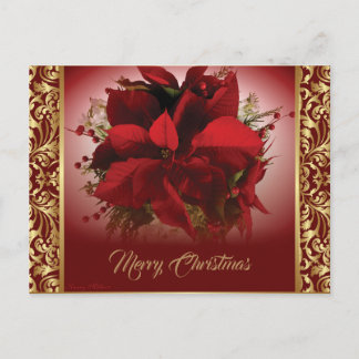 Elegante rode & gouden poinsettia briefkaart