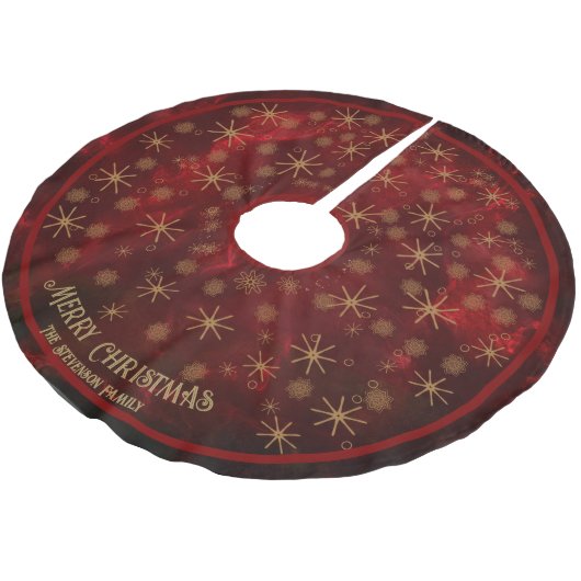 Elegante rode gouden sneeuwvlokken Vrolijk Kerstfe Kerstboom Rok (Gekanteld)