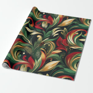Elegante rode, groene en gouden Abstracte Paisley Cadeaupapier