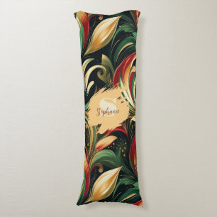 Elegante rode, groene en gouden Abstracte Paisley Lichaamskussen